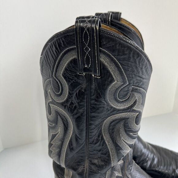 TONY LAMA MEN\'S BLACK LEATHER & LIZARD WESTERN BOOTS Size 9 D USA MADE main image 10